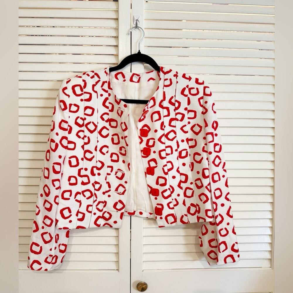 Vintage Red and White Patterned Jacket